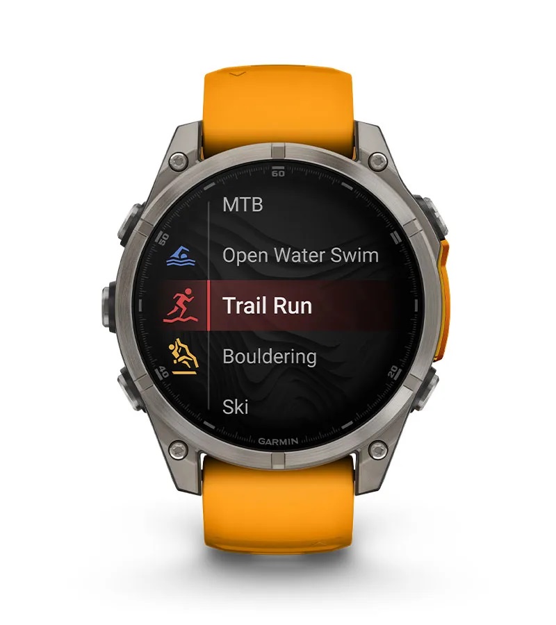 Умные часы Garmin Fenix 8, 47 мм, AMOLED, Sapphire Titanium with spark orange/graphite silicone band
